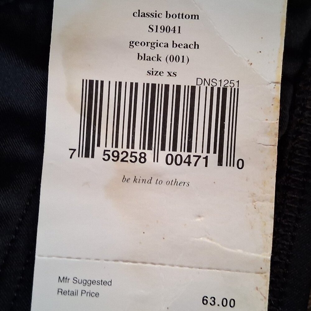 Kate Spade Georgica Beach Black Bikini Bottom XS NEW - Picture 2 of 3